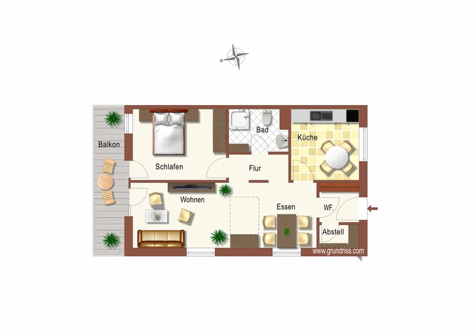 Ferienwohnung in K&uuml;hlungsborn - Appartementanlage Ostseeblick Fewo R&uuml;gen 12 - Grundriss der Fewo R&uuml;gen 12